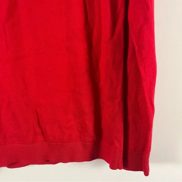 Talbots Supersoft Penguin Crewneck Sweater Red Size Medium Cashmere Blend Preppy - Picture 6 of 9